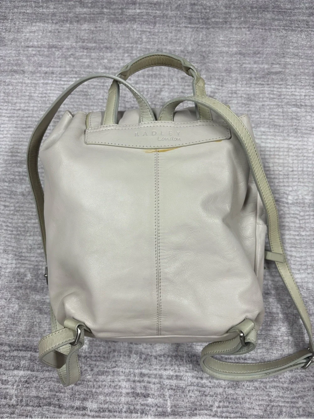 Radley London Small Leather Backpack Gray Magnetic Closure Boho Casual